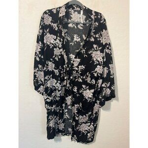 Spiritual Gangster Kimono Style Swimwear Coverup Robe Kimono Built In Belt Tie B
